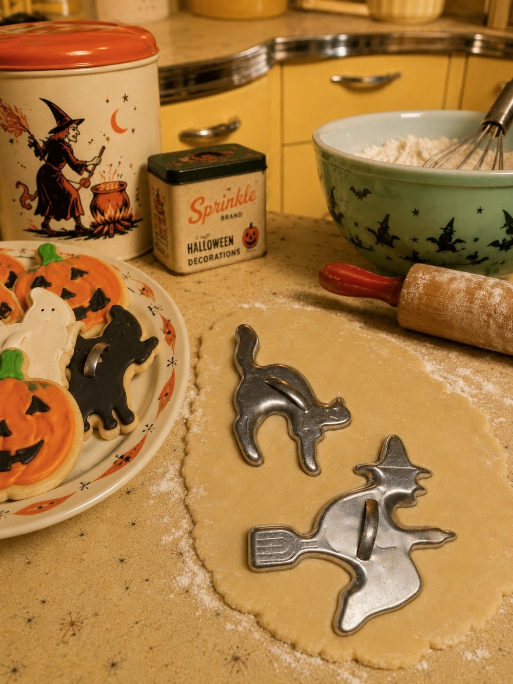 Vintage Aluminum Halloween CookieCutters Set Of 2 1950s